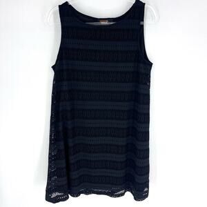 Renee C. Crocheted Tank Dress Lined Black Size Large
